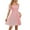 Pink, variant on IROINNID Sundresses For Women Summer 2023 Trendy Leisure Square-Neck Summer Solid Casual Short Sleeve Dress