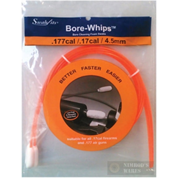 (Single Bag) .17cal/.177cal/4.5mm Air Rifle Gun Cleaning Bore-whips™ by Swab-its®- Pull Through Cleaning: 42-0017