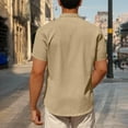 thumbnail image 4 of Awdenio Mens T shirts Short Sleeve Linen Henley Shirts Casual Button Down Shirt Summer Beach Wear with Pocket, 4 of 7