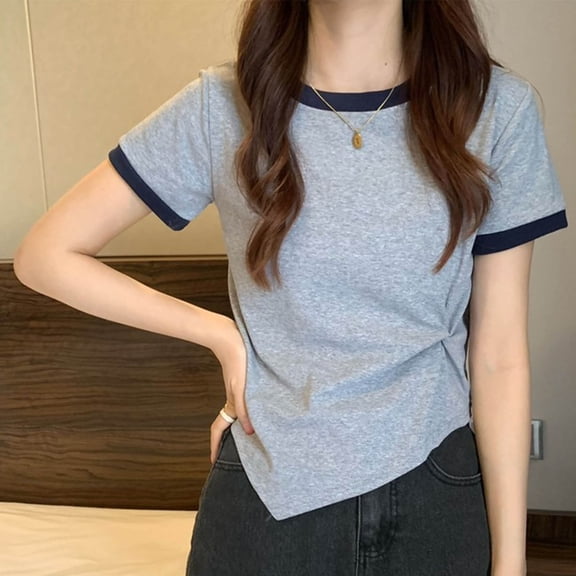 Womens Spring Summer Tops for 2025 Short Sleeve Shirts Women Basics Womens T Shirts Cheap Plain Shirts Womens Tops Plus Size