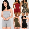 thumbnail image 1 of Femmes Mode Sans Manches Couleur Unie Femmes Combinaison Slim Fit Court Bodycon Rompers Nouveau, 1 of 4