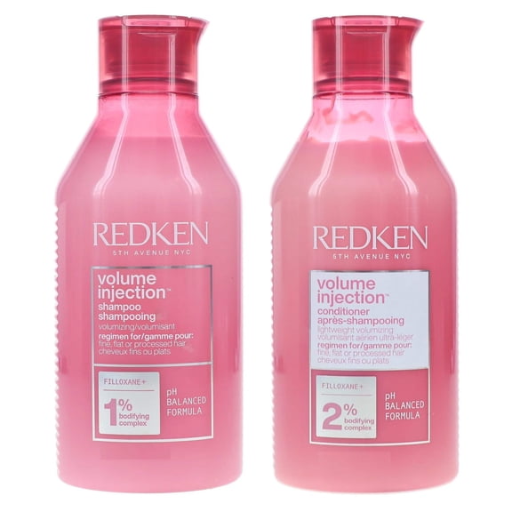 Redken Volume Injection Shampoo 16.9 oz and Conditioner 16.9 oz | For Fine Hair | Adding Lift & Body - New Look