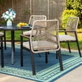 thumbnail image 3 of MF Studio 7-Piece Outdoor Dining Set with 54" Round Table & Rattan Chairs for 6-Person, Black and Beige, 3 of 16