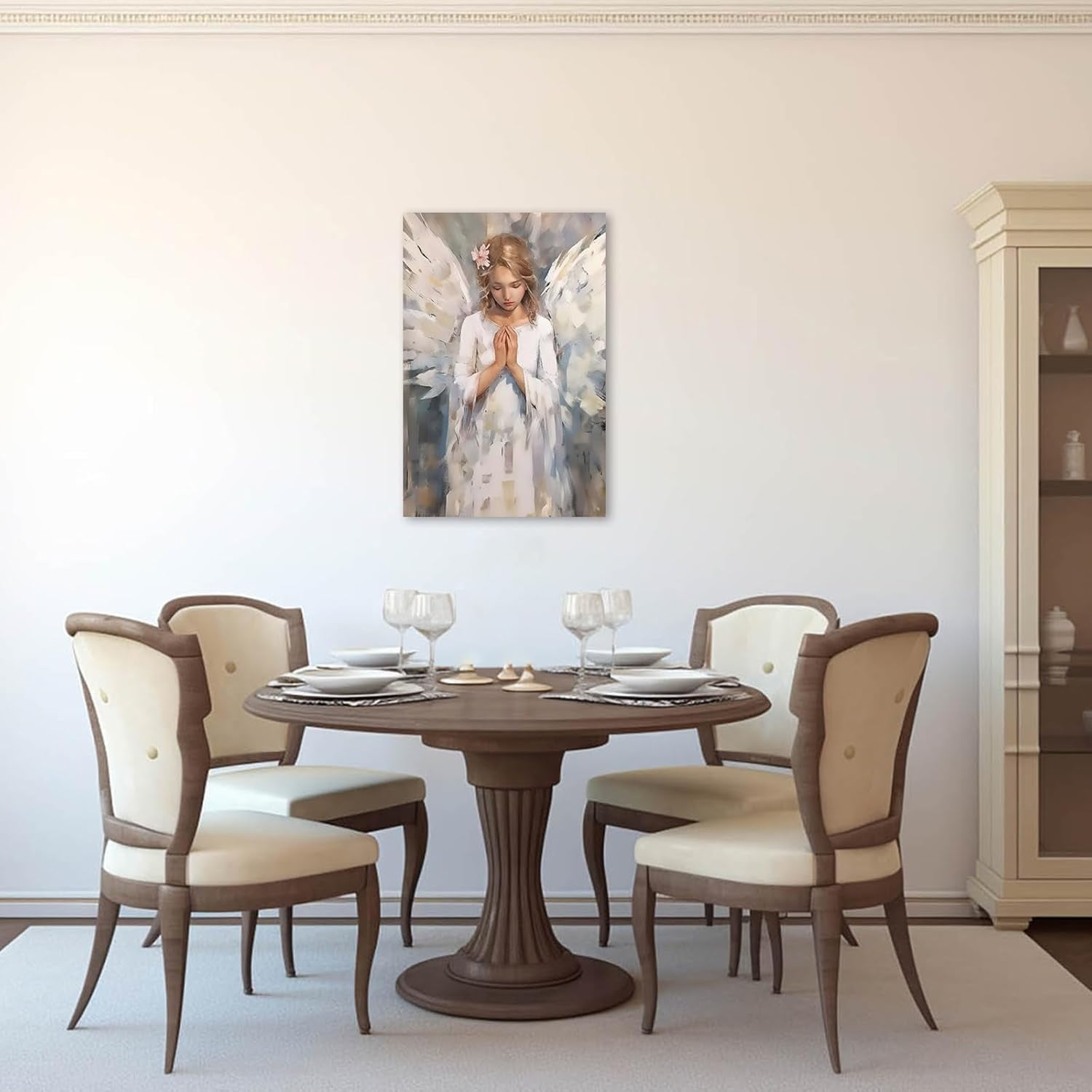 ZHONGYUTONG Angel Canvas Wall Art Angel Wing Painting Prints Elegant Girls Picture Abstract Vintage Artwork for Living Room Home Decor Framed (28.00" x 42.00")
