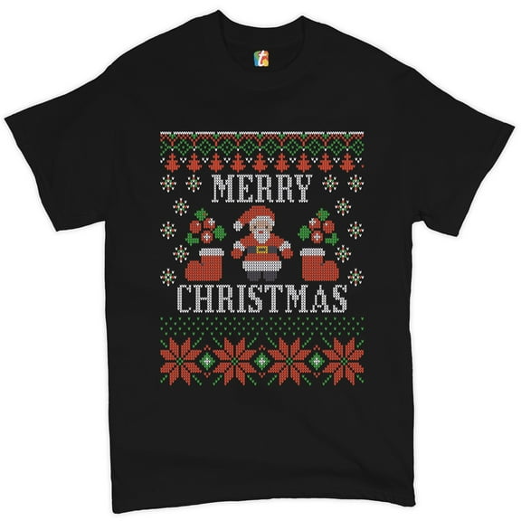 Tee Hunt Ugly Sweater Santa Claus T-Shirt Let it Snow Christmas Jingle Bells Men's Tee