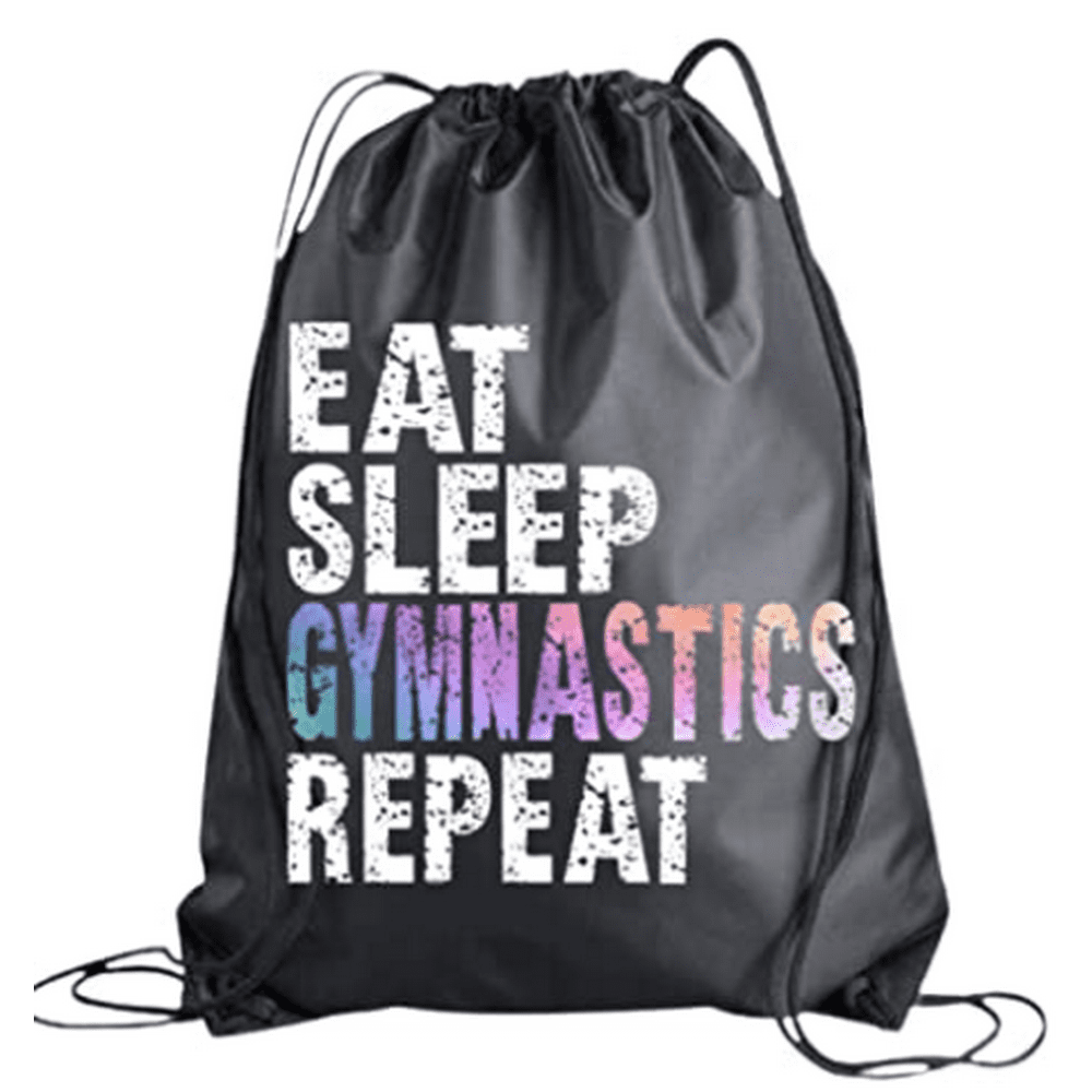 Sportybella Gymnastics Drawstring Bag for Girls, Eat Sleep Gymnastics