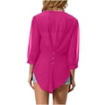 thumbnail image 6 of BRGZLK Women's 3/4 Sleeve Solid Color Summer Gauzy Tops Trendy Button Decoration Henley Shirts Classy Cruise Going Out Outfits, 6 of 6