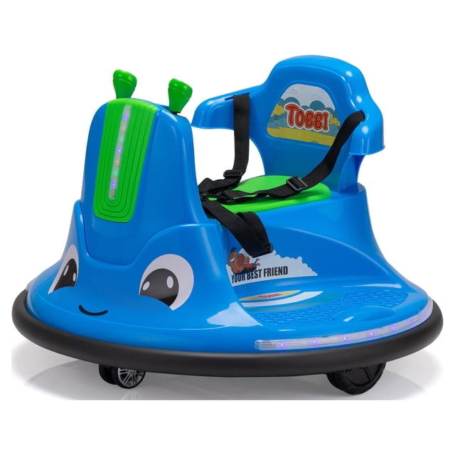 TOBBI Snail Baby Bumper Car, 12V Kids Electric Ride On Toy with Remote Control/Children DIY Funny Stickers/360 Degree Spin, Blue