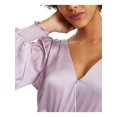 thumbnail image 3 of LEYDEN Womens Purple Cut Out Silk Long Sleeve V Neck Party Peplum Top Juniors XL, 3 of 4