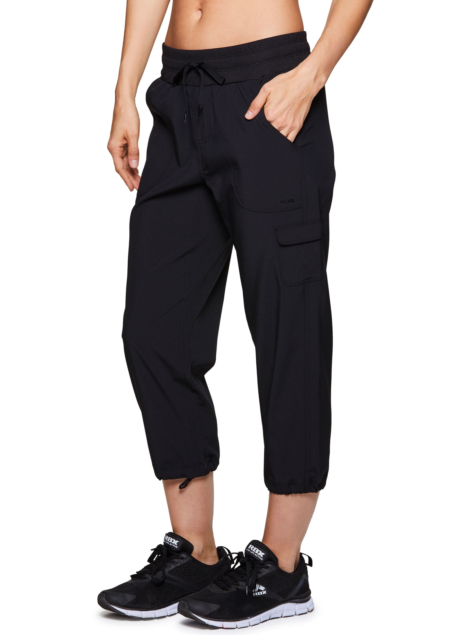 rbx active women's lightweight body skimming drawstring capri pant