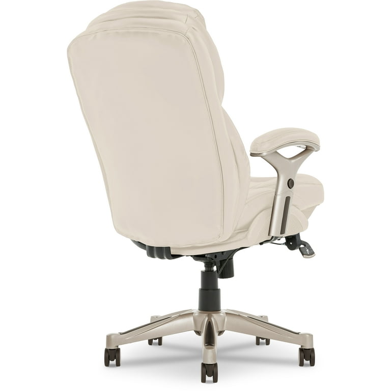Serta Executive Office Chair Bonded Leather Lumbar Support Rolling Casters 250 lb. Capacity Ivory Walmart