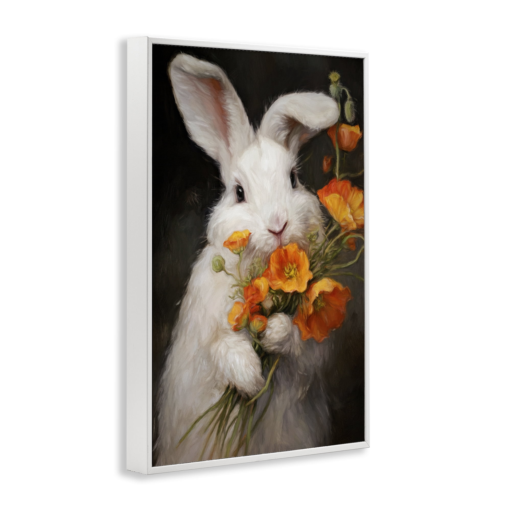 Stupell Industries Floppy Loves Her Poppies White Framed Giclee Art, design by Tina LeCour