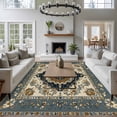 thumbnail image 5 of Vintage Flowers Pattern Washable Area Rug 5 x 7 ft Blue Traditional Bohemian , Soft Non Slip Rugs Stain Repellent Indoor Felt Carpet for Living Dining Room Bedroom Home Office, 5 of 9