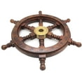 thumbnail image 2 of Medieval Replicas Brass Wheel Nautical Wooden Ship Wheel ECTORIA 12 inch, 12 in, 2 of 3