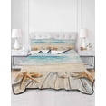 thumbnail image 3 of Beach Coastal Twin Size Down Alternative Comforter, Lightweight Comforter Quilt Bedding Set with Pillow Shams Watercolor Ocean Waves Starfish Summer All Seasons Bed Comforter Duvet Insert 68"x86", 3 of 7