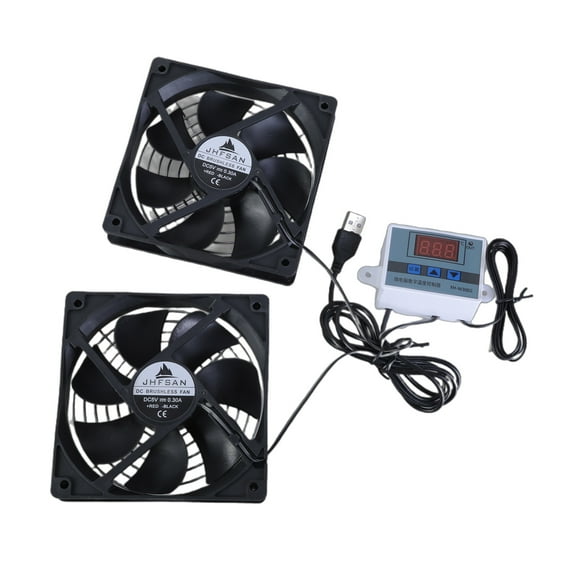 USB Powered 120mm Quiet Cooling Fans with Adjustable Thermostat Control for Cabinets and Home Theater