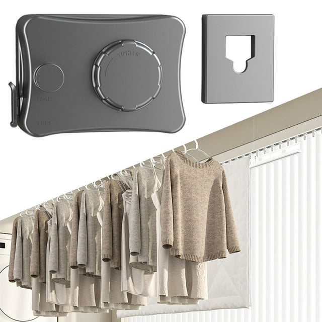 Tendedero retráctil Macarena Cuerda para tender la ropa Resistente que ahorra espacio 5,1 m Gris