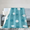 thumbnail image 2 of Blue Striped Flowers Pattern Throw Blanket,Super Soft Anti-Pilling Flannel Bed Blankets, 50"x40", 2 of 8