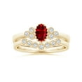 thumbnail image 4 of ANGARA Natural Aeon Ruby Solitaire Milgrain Engagement Ring with Trio Accents in 14K Yellow Gold for Women (Size-6x4mm) | July Birthstone, Anniversary, Jewelry Gift for Women | Natural Ruby Ring, 4 of 9