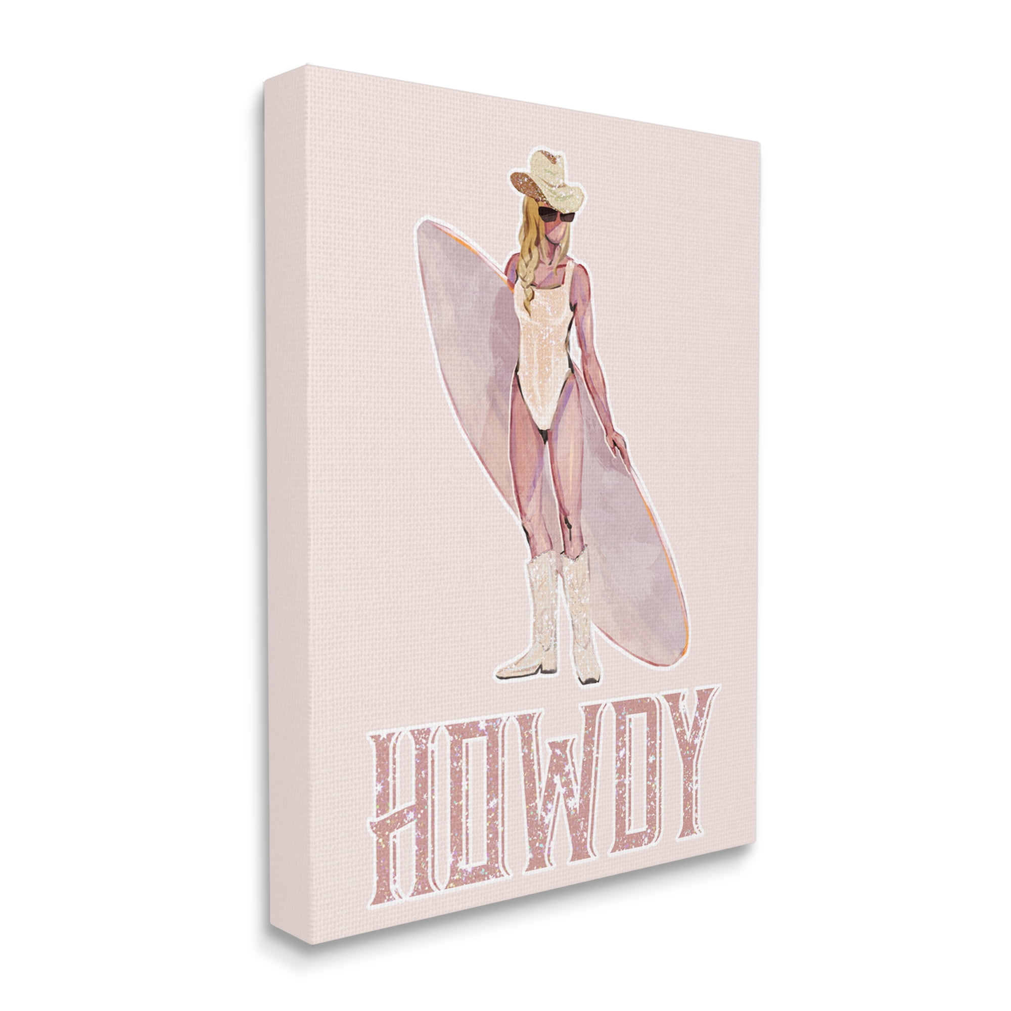 Stupell Industries Howdy Coastal Cowgirl Sports Painting Gallery Wrapped Canvas Art Print Wall Art, 36 x 48