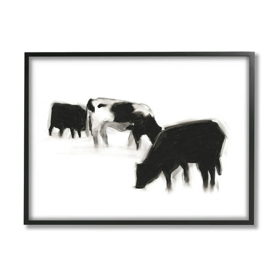 Stupell Industries Modern Farm Cow Silhouettes Graphic Art Black Framed Art Print Wall Art, Design by Ethan Harper