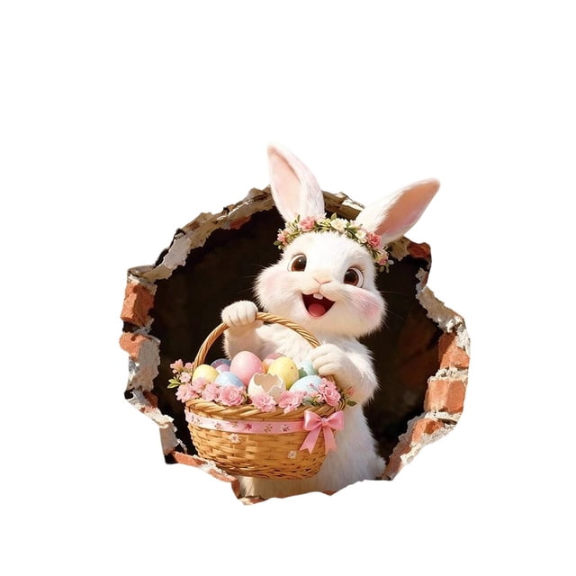 Hogar y jardín, decoraciones de escenas al aire libre, pegatina de inodoro de conejito de Pascua, agujero adhesivo de PVC, linda pegatina de pared de huevo de Pascua, pegatina para ventana, una pegat