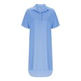 thumbnail image 4 of Admvng Womens Summer Dresses Solid Color V-neck Short Sleeve Tie Buckle Easy Loose Dress S-5XL, 4 of 6