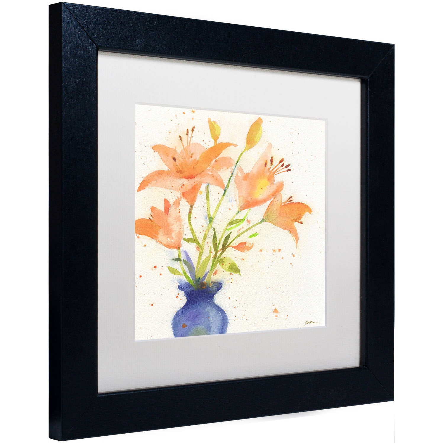 Trademark Fine Art "Tiger Lily Bouquet" Canvas Art by Sheila Golden, White Matte, Black Frame