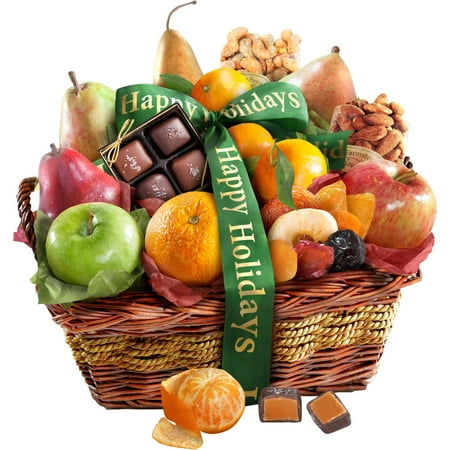 Golden State Fruit Happy Holidays Orchard Delight Gift Basket, 14 pc