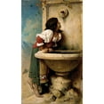 thumbnail image 2 of Léon Bonnat 10x14 Black Ornate Wood Framed Double Matted Museum Art Print Titled: Roman Girl at a Fountain (1875), 2 of 5