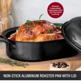 thumbnail image 3 of Granitestone Oval Roaster Pan, Large 19.5” Ultra Nonstick Roasting Pan with Lid, Grooved Bottom for Basting, Broiler Pan for Oven, Dishwasher Safe, Up to 25lb Turkey/Roast, Serves 12 – 25, 3 of 8