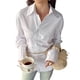thumbnail image 2 of Blusa Cruzada con Botones para Mujer, Camisas de Larga con Solapa, Blusas Asimétricas para Salir y Atuendos de Oficina S, 2 of 7