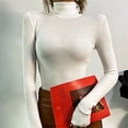 thumbnail image 5 of Ropa de mujer Otoño Invierno Sexy Camiseta de manga larga de cuello alto Tops de coqueta de corte entallado vintage para mujer Body de una pieza, 5 of 5
