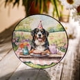 thumbnail image 3 of Happy Mother's Day Bernese Mountain Dog with Sweets and Flowers at a Picnic Stained Glass Suncatcher Berner Lover Gifts Window Hanging Sign Decor - 13005, 3 of 5