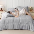 thumbnail image 4 of Cooling Comforter Full Size, Down Alternative Duvet Insert with Corner Tabs, All Season Soft Quilted Bed Comforter, Lightweight Bedding for Women & Men, Light Grey, 4 of 5