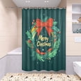 thumbnail image 6 of 4-Piece Bathroom Set with Waterproof Shower Curtain with Non-Slip Bath Mat, U-Shaped Mat & Toilet Lid Cover Christmas Wreath with A Bow, 6 of 8