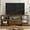 Retro color-63", variant on Modern-Industrial 63"/71"79"W TV Stand with 2 Fabric Drawers, Rustic Media Console Table with Storage Shelves, Open Design & Metal Frame, Entertainment Center for TVs Up to 75"