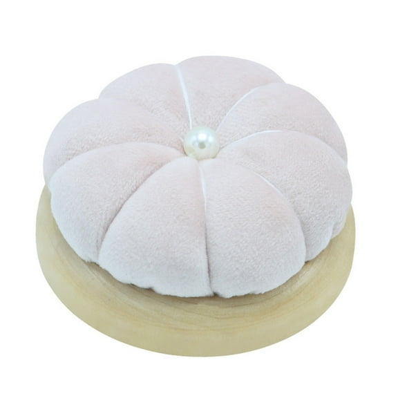 Stuffed Pin Cushion Pumpkin Shaped Sewing Needle Pad Flannel Pincushion with Wooden Base for Sewing Projects DIY Craft