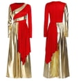 thumbnail image 3 of iiniim Women Metallic Liturgical Praise Dance Costume Loose Fit Wide-Leg Choir Jumpsuit Worship Dancewear Red M, 3 of 6