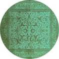 thumbnail image 1 of Ahgly Company Indoor Round Oriental Turquoise Blue Industrial Area Rugs, 7' Round, 1 of 4