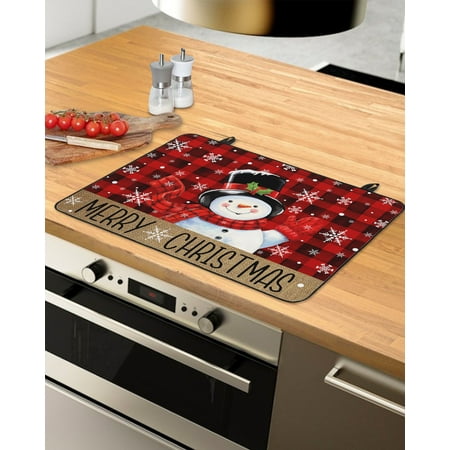 

Red Snowman Christmas Stove Top Covers for Electric Stove Heat Insulation Fireproof Glass Cooktop Cover Counter Top Glass Stove Cover 29 x21 Xmas Snowflake Red Black Checkered