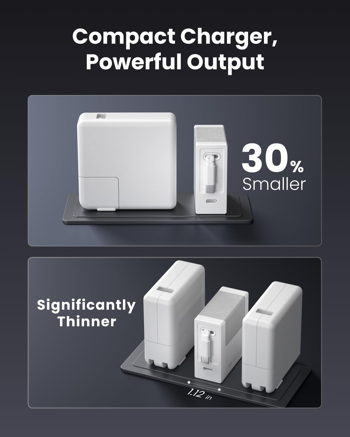 Gitryin Portable USB C Charger Block, Retractable Wall Charger, 40W PD Fast Charging Block with 33.5in Type-C Cable, Power Adapter with Foldable Plug for iPhone 16/15, Galaxy S23 22, White