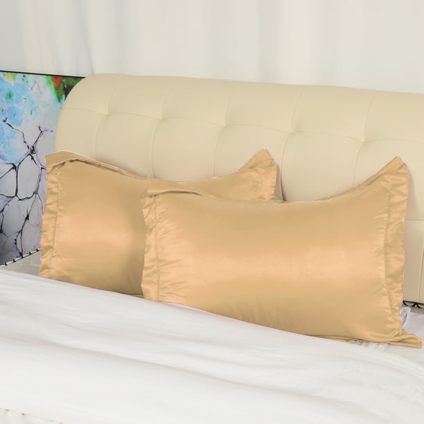 Satin Pillowcase Standard Size Pillow Shams Set of 2 Silky Sateen
