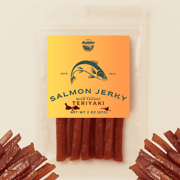 Rublev Wild Caught Salmon Jerky Teriyaki High Protein 2 oz