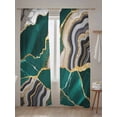 thumbnail image 5 of Sheer Curtains 84 Inches Long 2 Panels Set for Living Room, Green Marble Semi Sheer Curtains for Windows, Grey Gold Texture Vintage Farmhouse Art Voile Window Treatments Rod Pocket Curtain, 5 of 7
