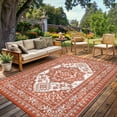 thumbnail image 1 of Garvee Outdoor Rug 9'x18' Waterproof Reversible Plastic Straw Rug, Indoor Outdoor Rug for Patio RV Camping Balcony Deck Backyard, Red & White, 1 of 9