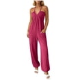 thumbnail image 2 of ClodeEU Women's Spaghetti Strap Jumpsuit, Loose Wide Leg Romper with Pockets for Summer and Vacation Hot Pink,Women's Plus L, 2 of 6