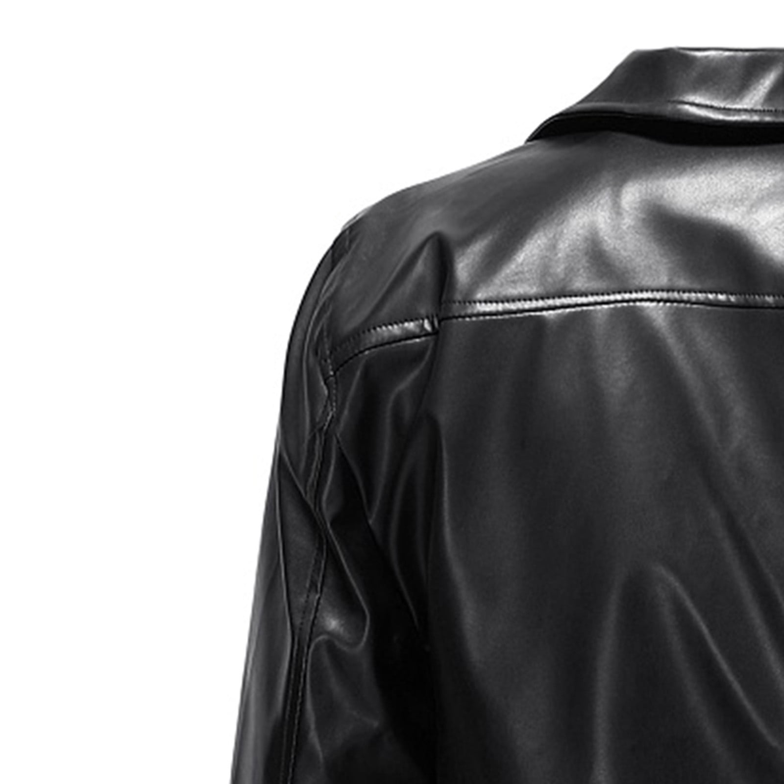 RYDCOT New Men's Tight Fitting Leather Jacket Lapel Collar Leather Jacket Motorcycle PU Jacket and Coat Black 18(XXXXXL)