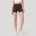 thumbnail image 2 of Women's High Waist Workout Shorts with Side Pockets and Seam-Contoured Fit for Flexible Movement - Large, Brown, 2 of 6