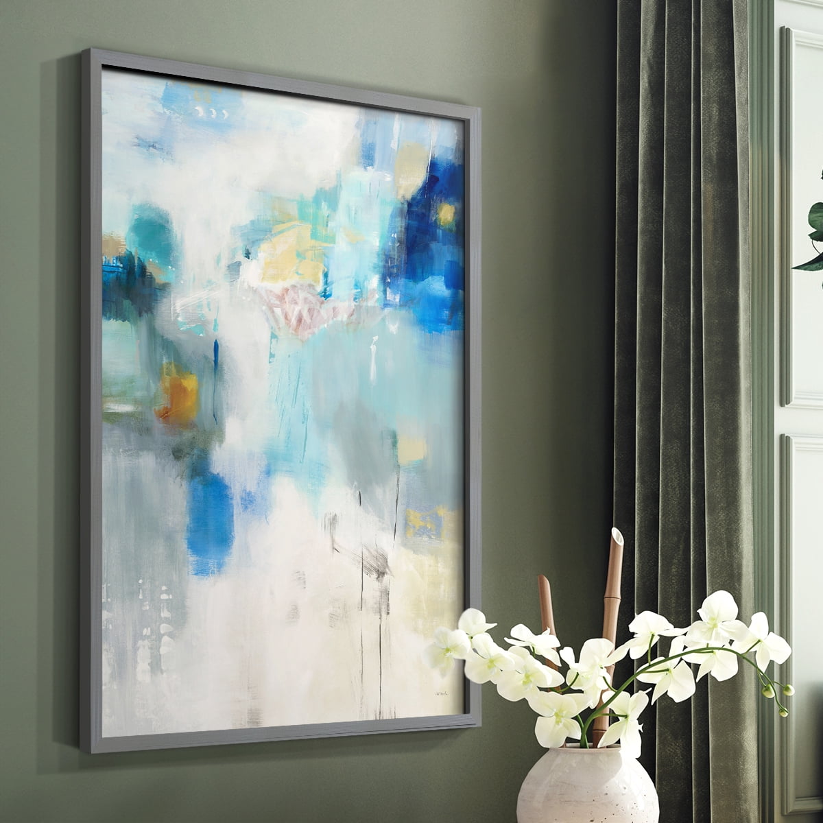 Celeste Motion I Framed Print in Gray Solid Wood Framed Print No Nail Hanging